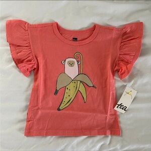 NWT Tea Collection Banana Flutter Sleeve Baby Tee Size 9-12 Months